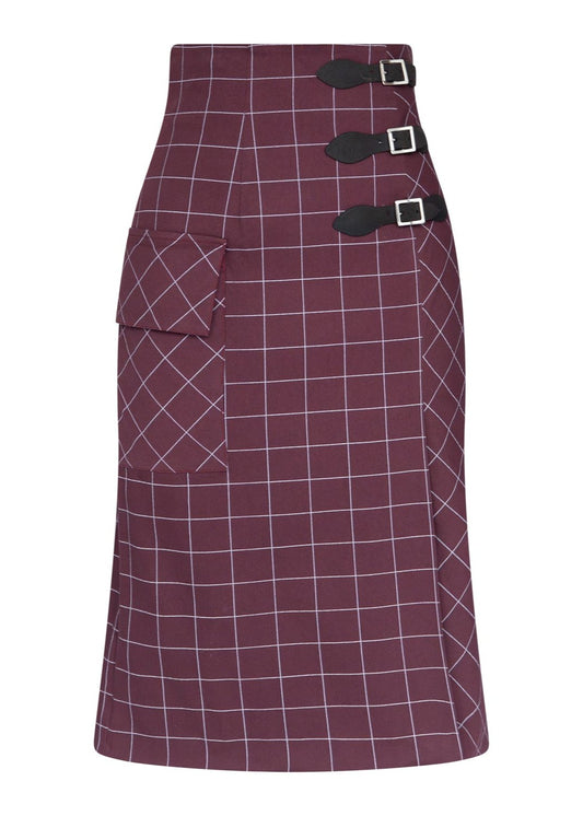 YANA COTTON TWILL SKIRT (Burgundy)