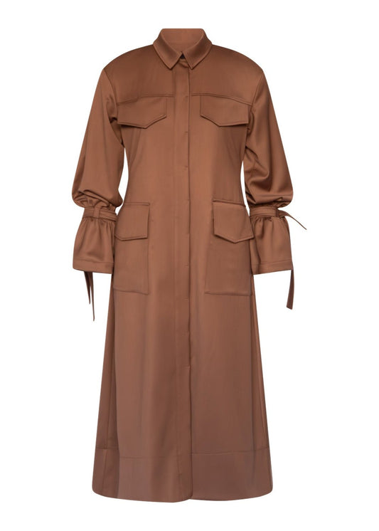 The Lisbon Maxi Shirt Dress (Brown)