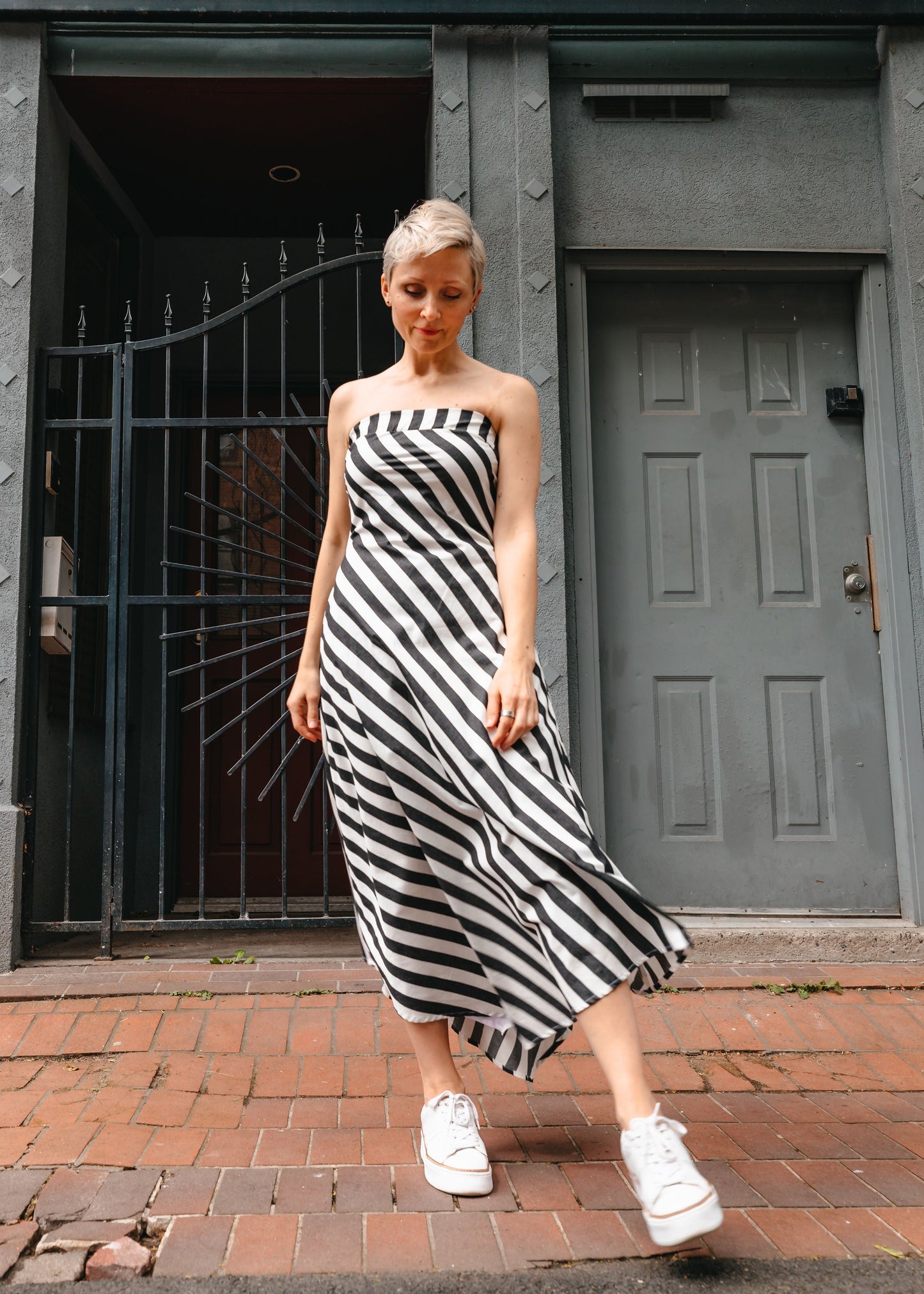 GERTRUDE DRESS (Black Stripes)